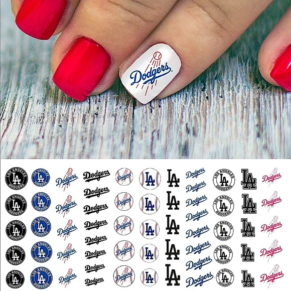 Dodgers Nail Decals 💌BO/GO$6 ⚾️ Los Angeles Dodgers Water Transfer Nail Decals - Picture 1 of 4